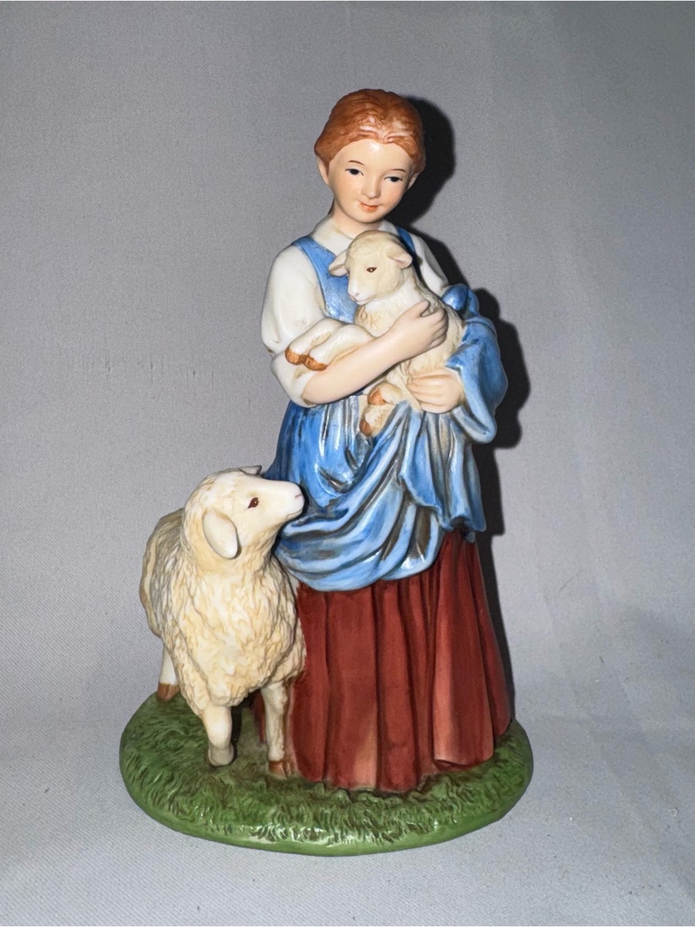 Homco Porcelain Figurine Shepherd Girl with Sheep Lambs Vintage Figurine